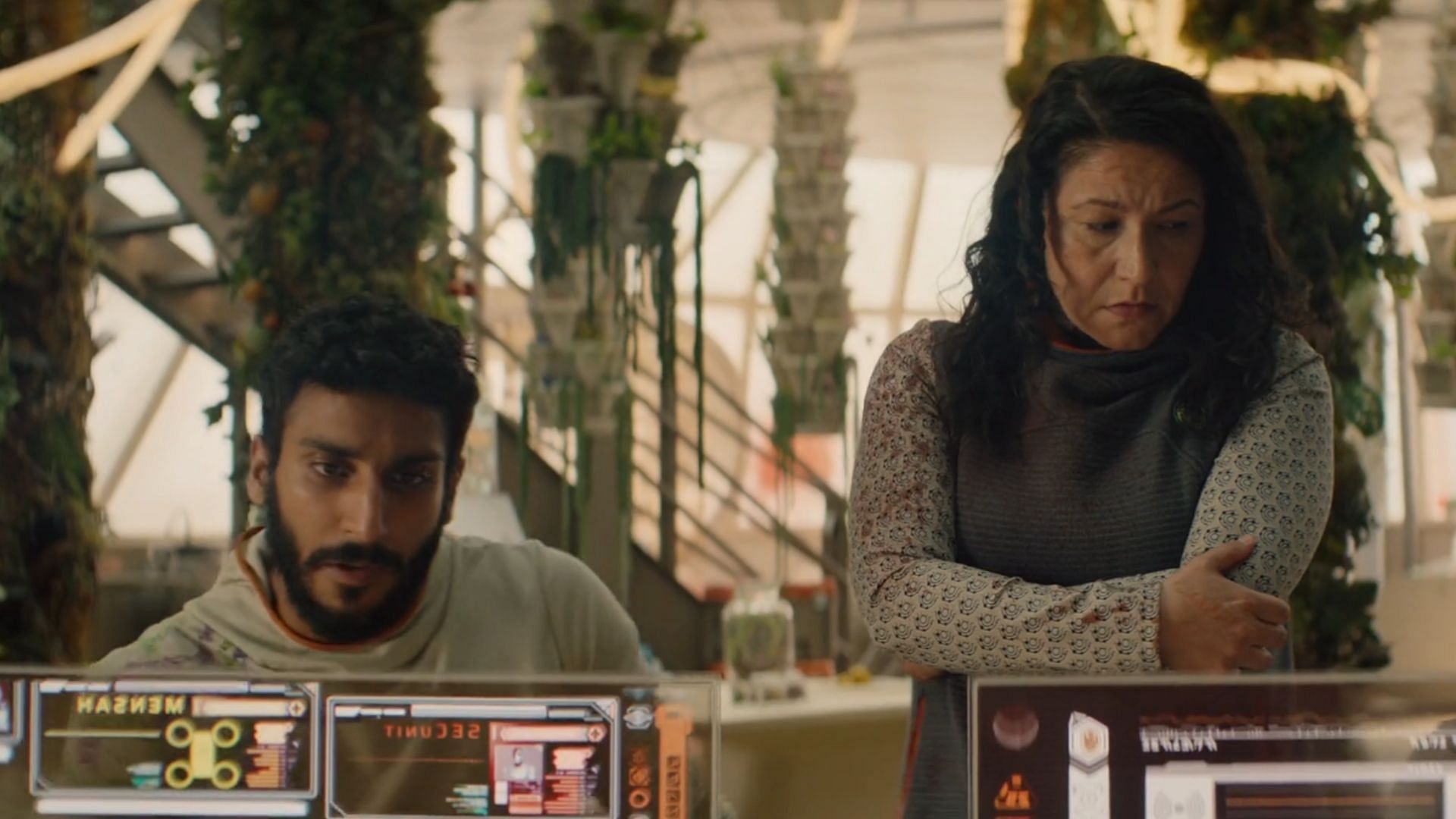 An image of Ratthi and Bharadwaj from Murderbot episode 9 (Image via Apple TV+)